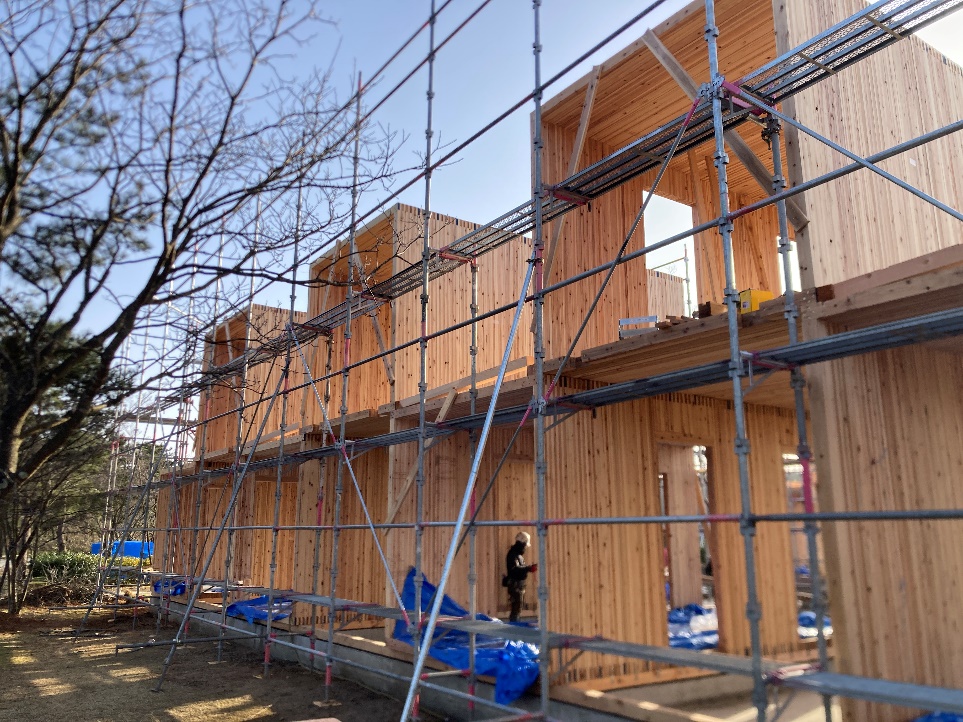 DLT木造仮設住宅 施工現場